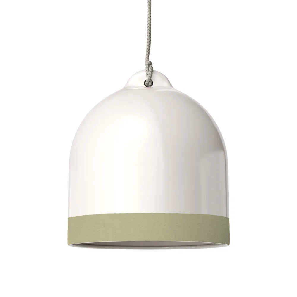 Abat-jour Campana M bicolore en céramique Blanc et Vert sauge, collection Materia - Made Italy