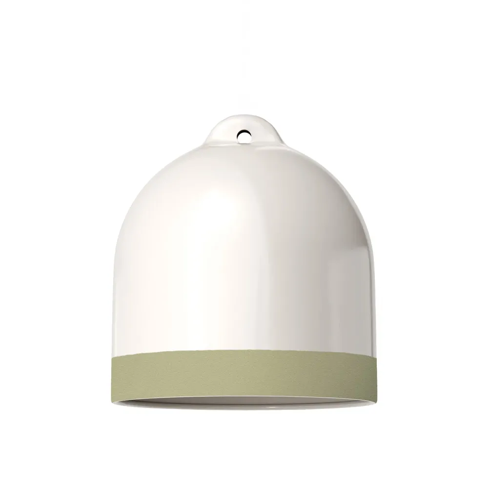 Abat-jour Campana M bicolore en céramique Blanc et Vert sauge, collection Materia - Made Italy