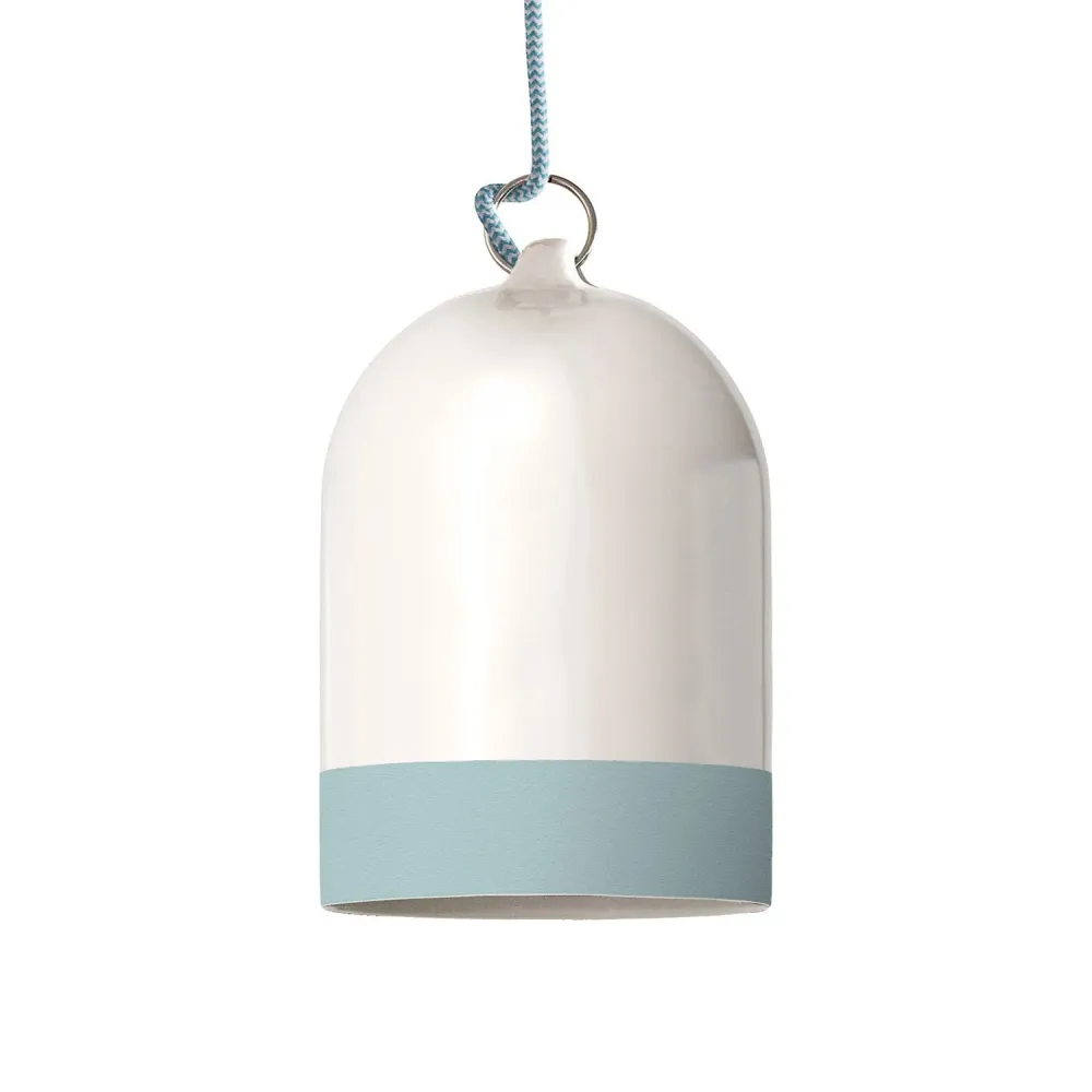 Abat-jour Campana Mini XS bicolore en céramique Blanc et Bleu, collection Materia - Made Italy