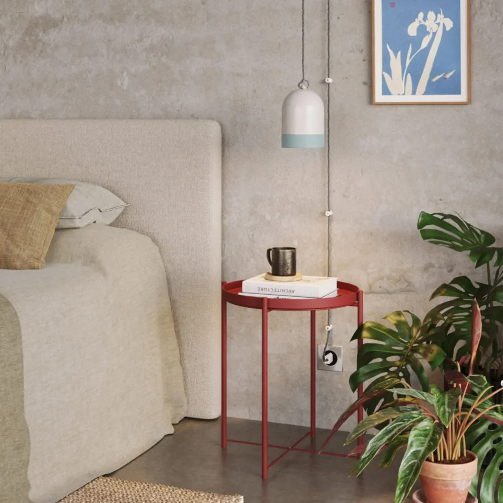 Abat-jour Campana Mini XS bicolore en céramique Blanc et Bleu, collection Materia - Made Italy