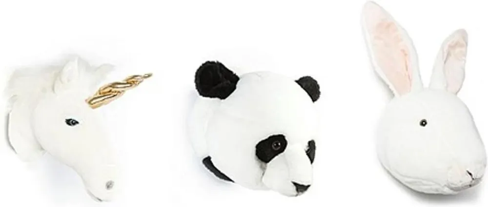 Accessoires Chambre Bébé Wild & Soft - Mini Têtes d'Animaux - Blanc
