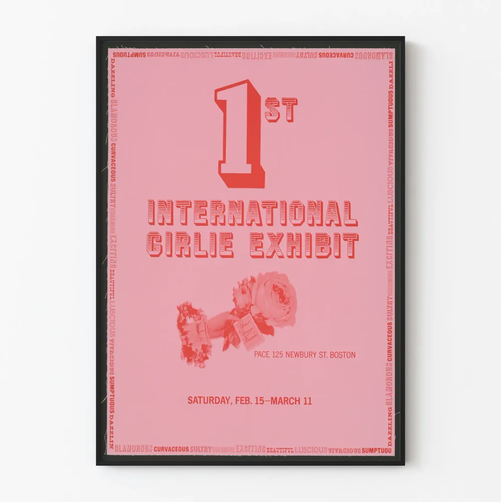 Affiche 1st International Girlie Exhibit Rose Rétro