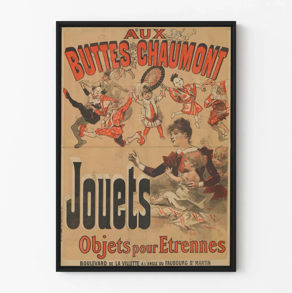Affiche ancienne Aux Buttes Chaumont – Jouets et objets pour étrennes