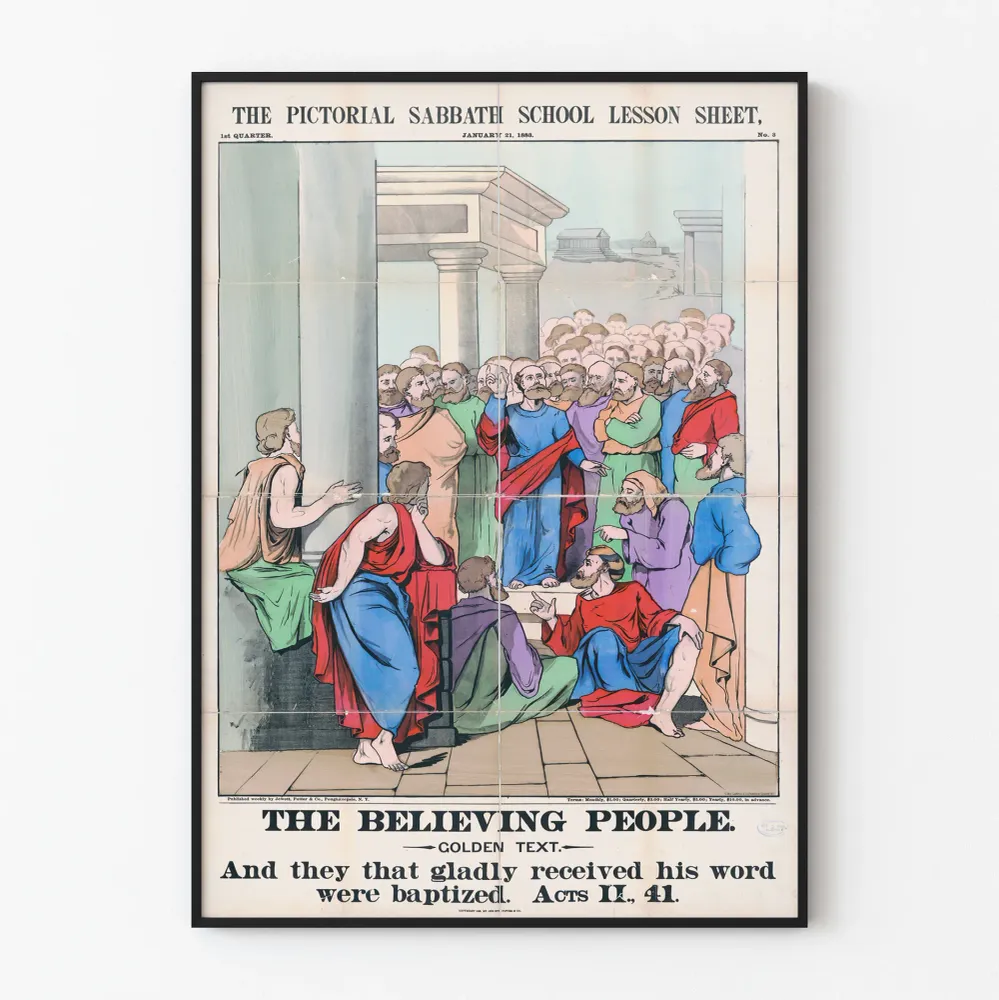 Affiche ancienne ' Believing People' décorative - Art religieux vintage