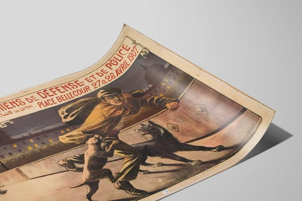 Affiche Ancienne Concours Chiens de Défense et de Police 1907