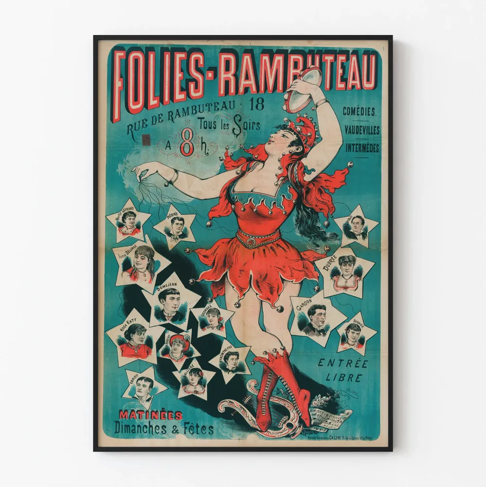 Affiche ancienne Folies-Rambuteau décorative