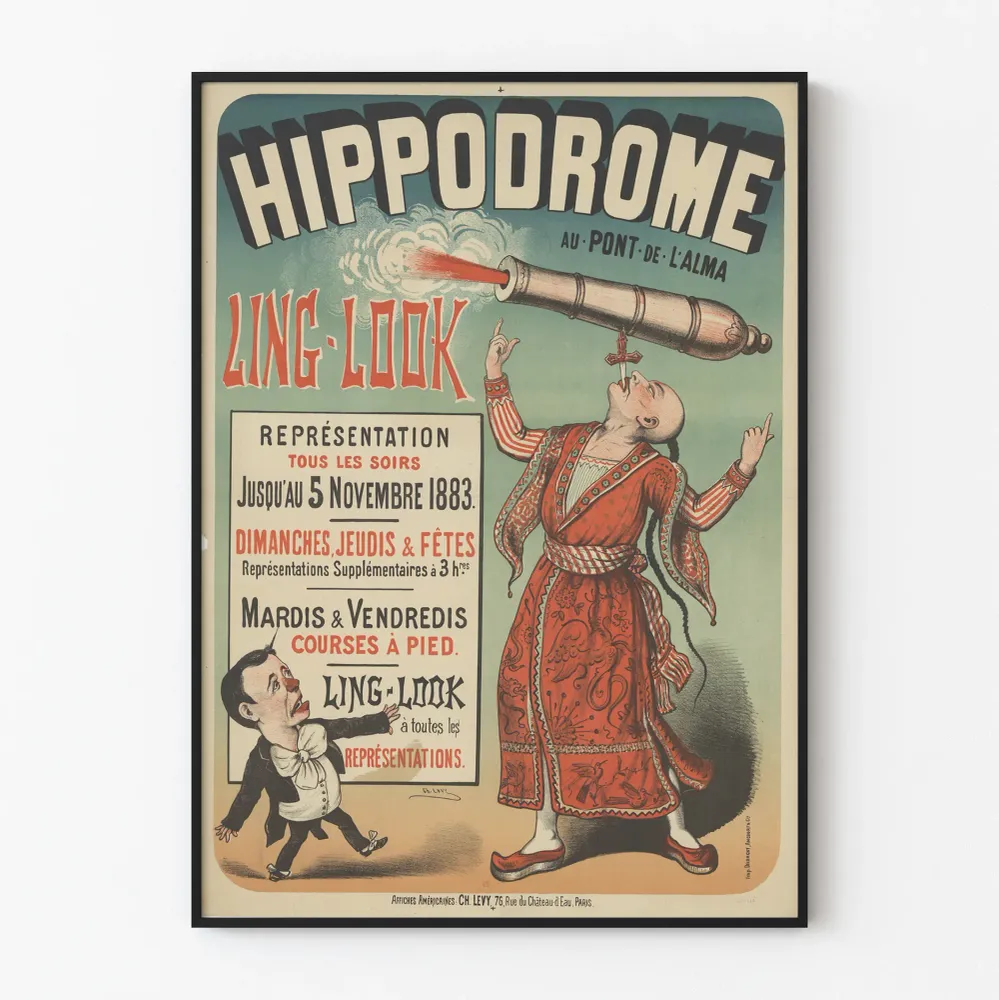 Affiche ancienne Hippodrome au Pont de l'Alma - Ling-Look 1883