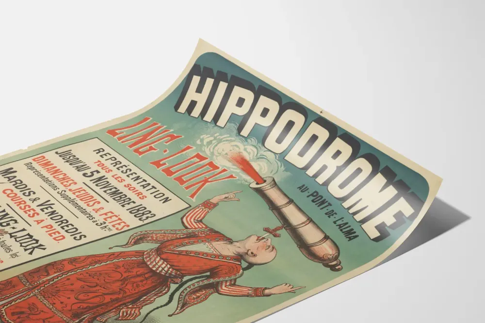 Affiche ancienne Hippodrome au Pont de l'Alma - Ling-Look 1883
