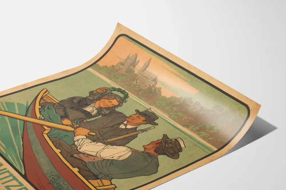 Affiche ancienne Oberland Schützenfest Thun 1914 – Décoration murale vintage
