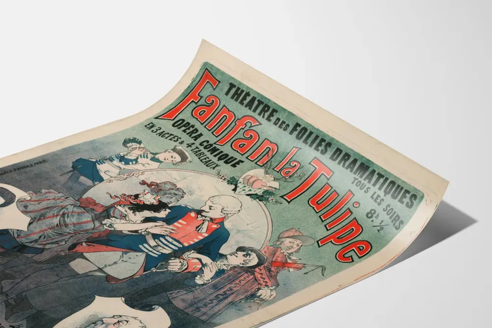 Affiche ancienne OPÉRA COMIQUE Fanfan la Tulipe Théâtre des Folies Dramatiques