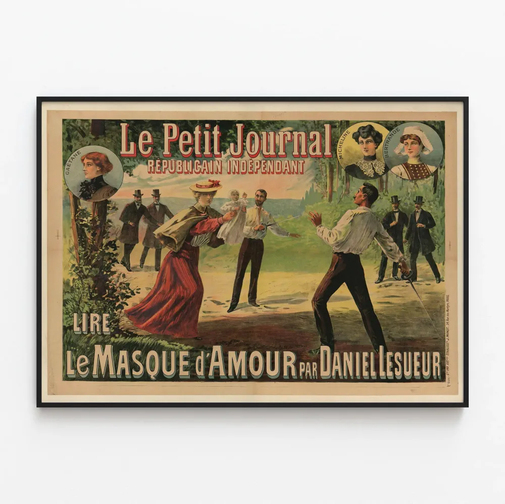 Affiche ancienne Le Petit Journal - Le Masque d'Amour par Daniel Lesueur