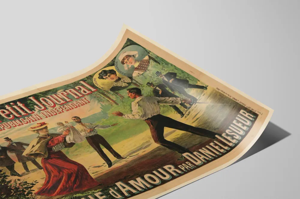Affiche ancienne Le Petit Journal - Le Masque d'Amour par Daniel Lesueur