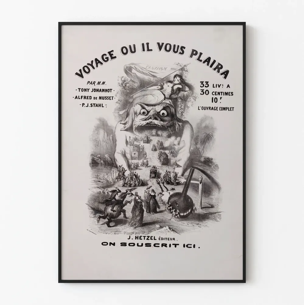 Affiche ancienne Voyage Où Il Vous Plaira décoration murale vintage
