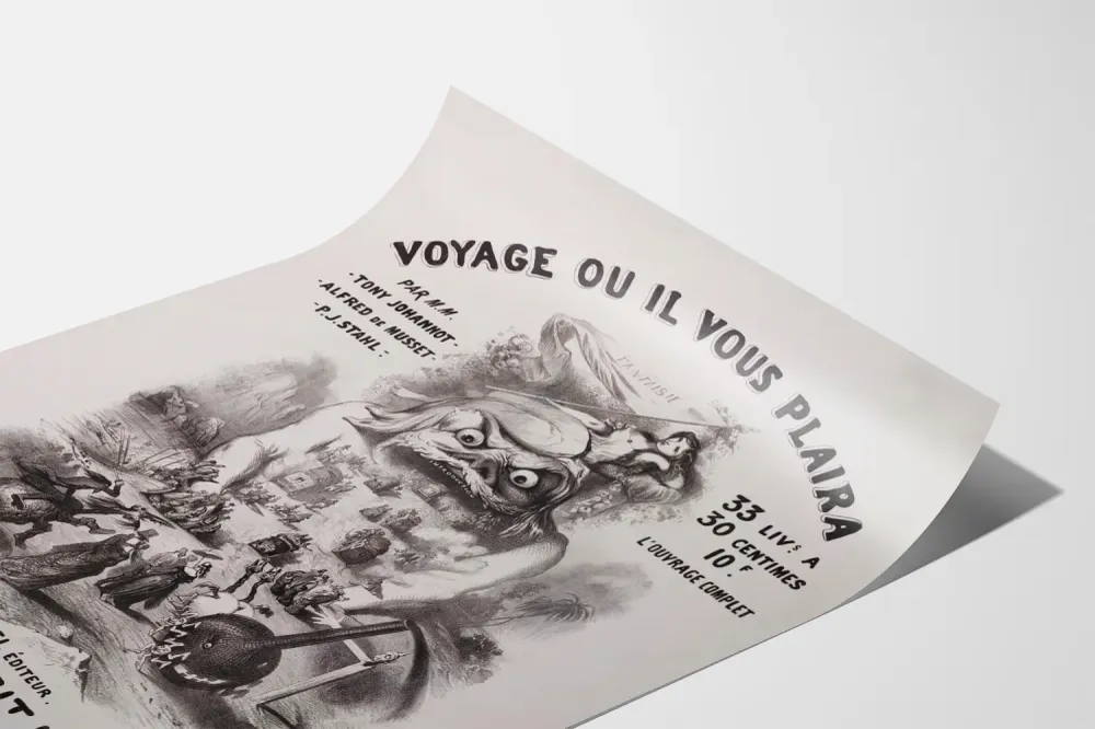 Affiche ancienne Voyage Où Il Vous Plaira décoration murale vintage
