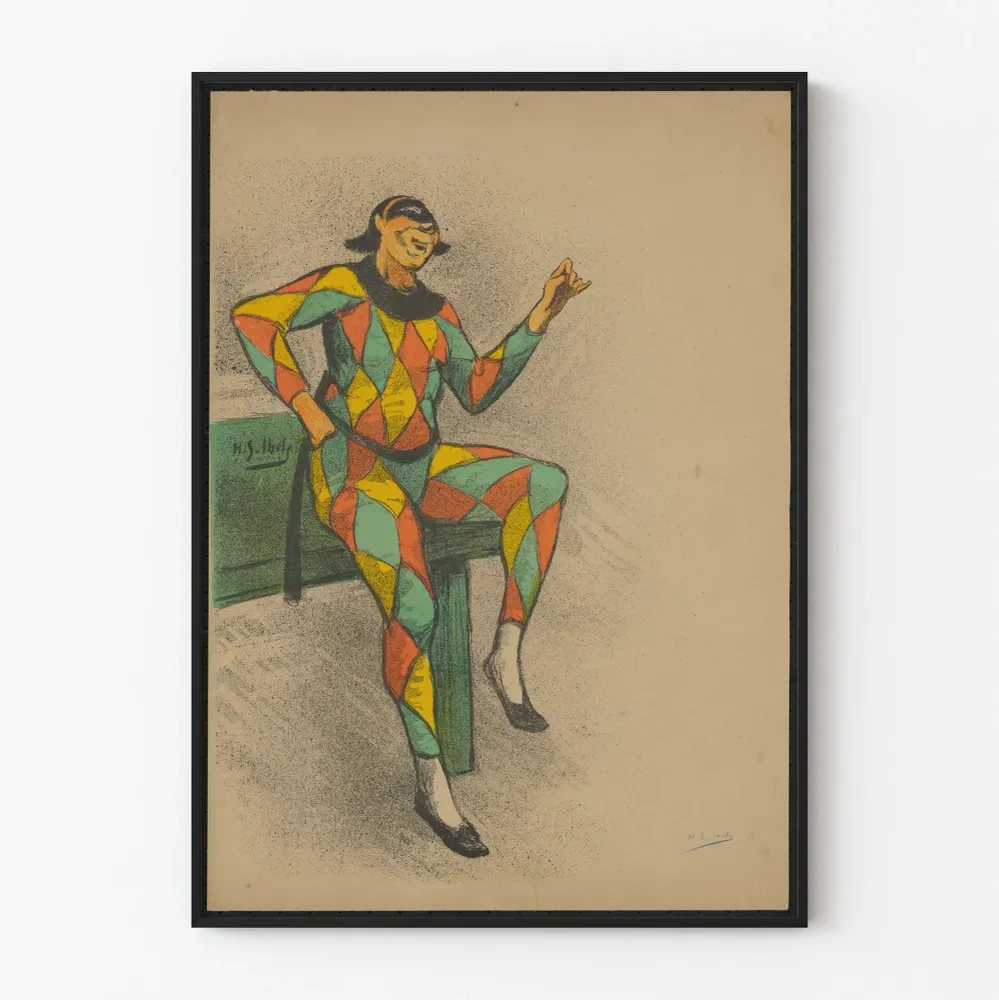 Affiche Arlequin en Costume Coloré pour Décoration Murale Artistique