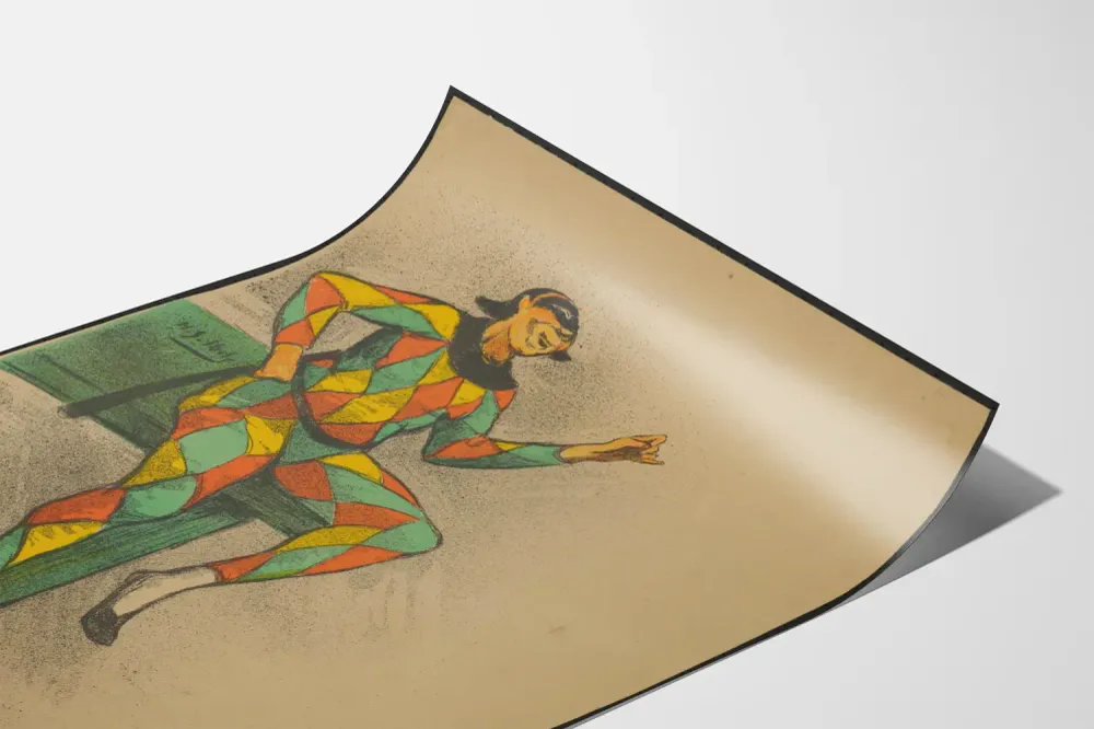 Affiche Arlequin en Costume Coloré pour Décoration Murale Artistique