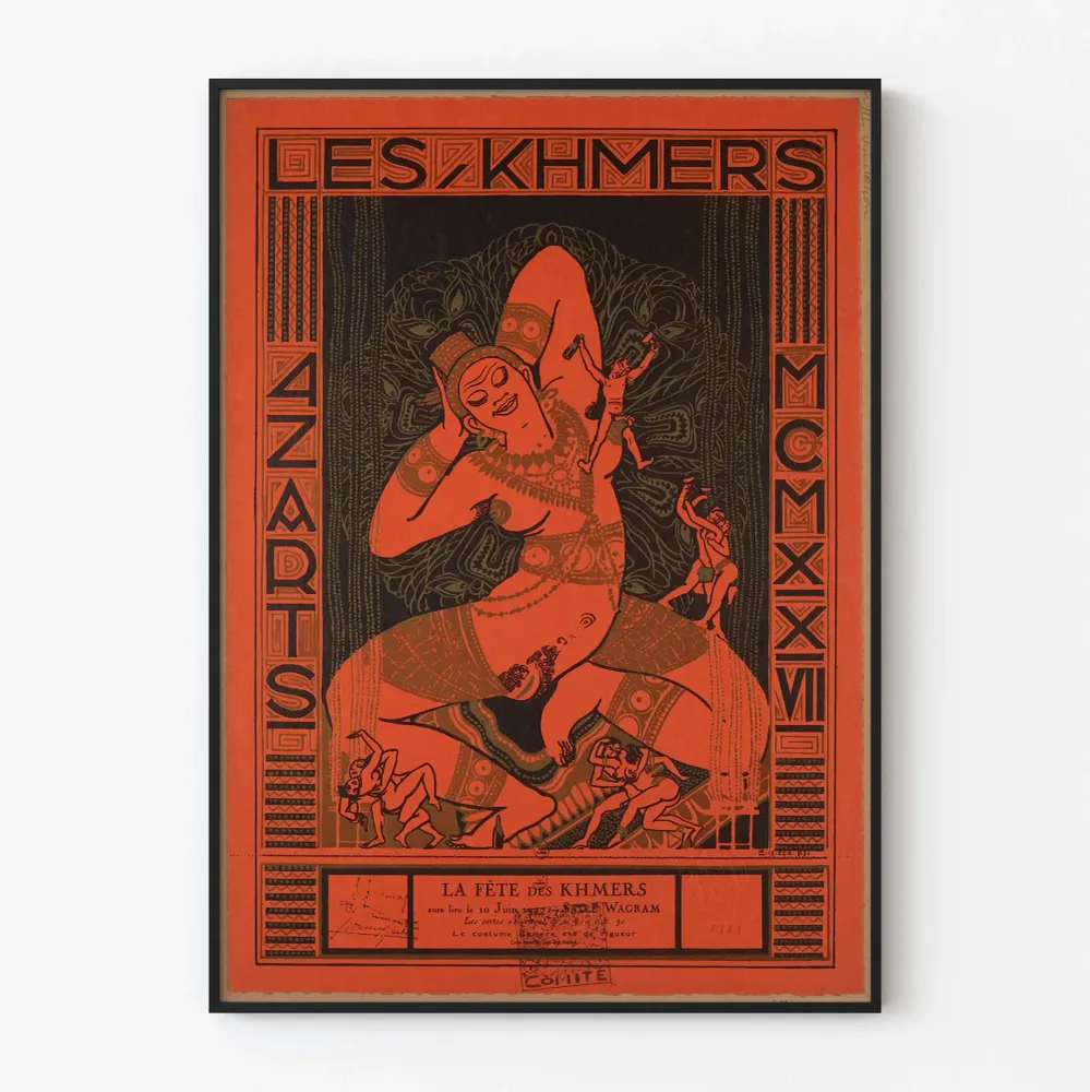 Affiche Art Déco La Fête des Khmers - Décoration Murale Vintage Cambodge