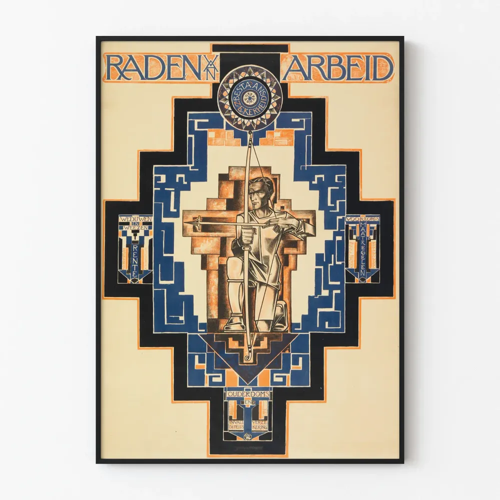 Affiche Art Déco Raden Van Arbeid avec Archer Stylisé