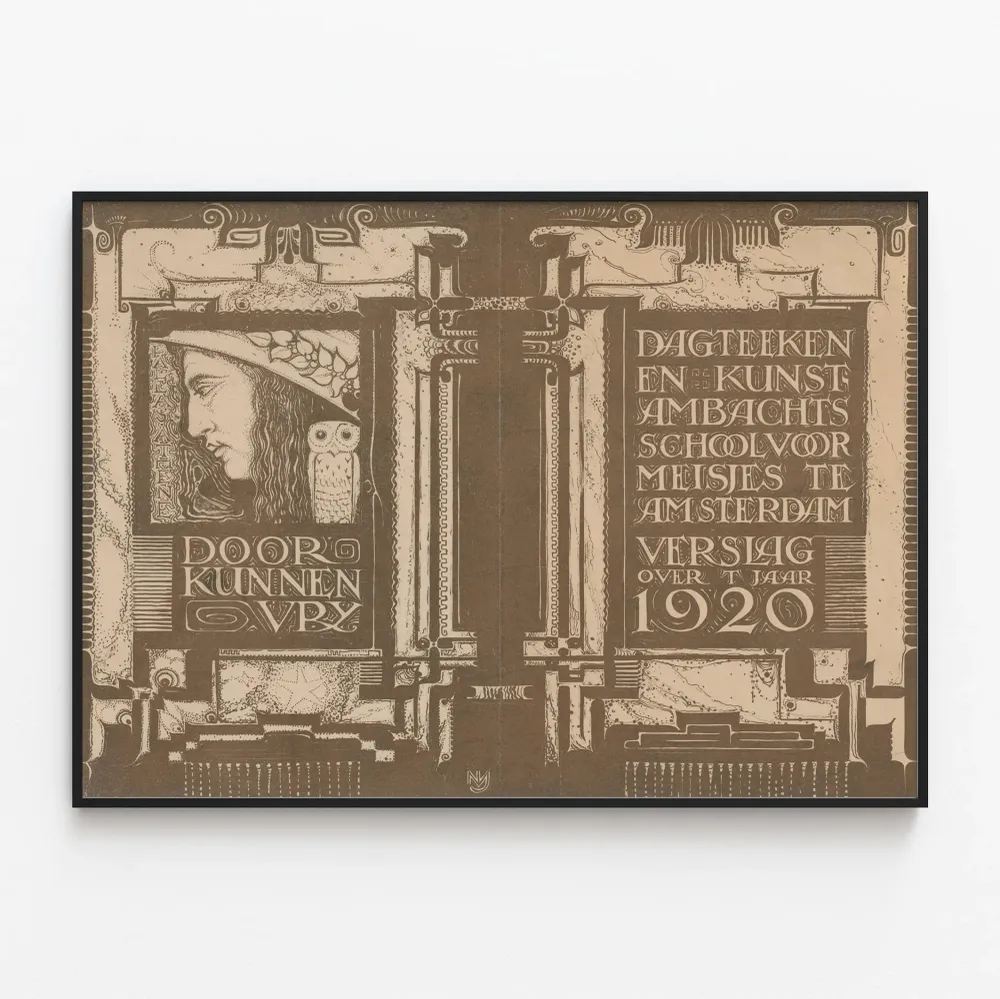 Affiche Art Nouveau École d'Arts et Métiers pour Filles Amsterdam 1920
