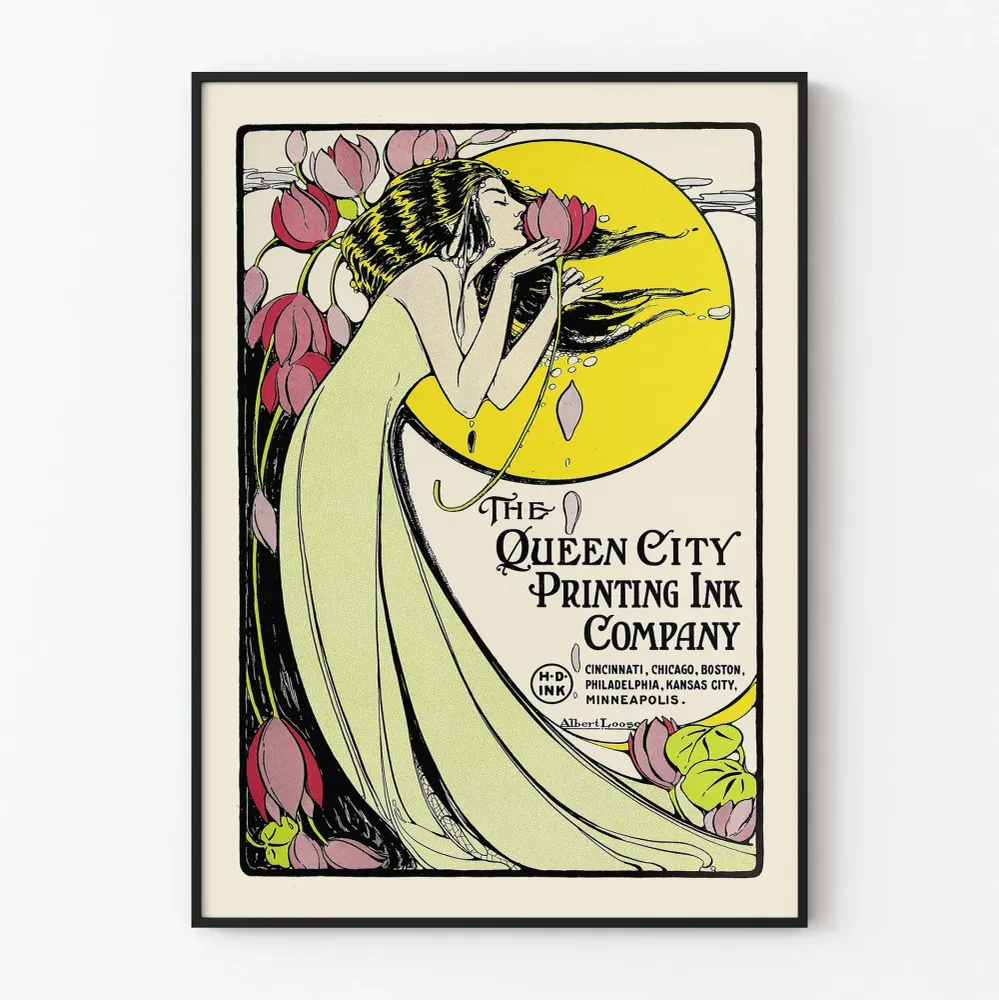 Affiche Art Nouveau Queen City Printing Ink Company