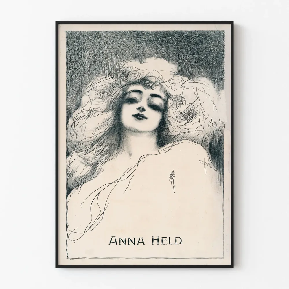 Affiche artistique vintage Anna Held en lithographie