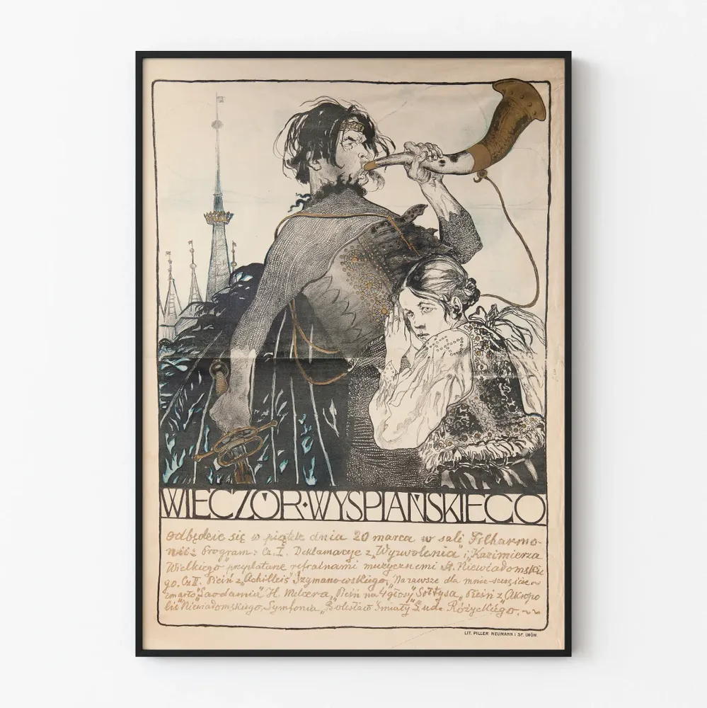 Affiche artistique vintage habillée au style médiéval