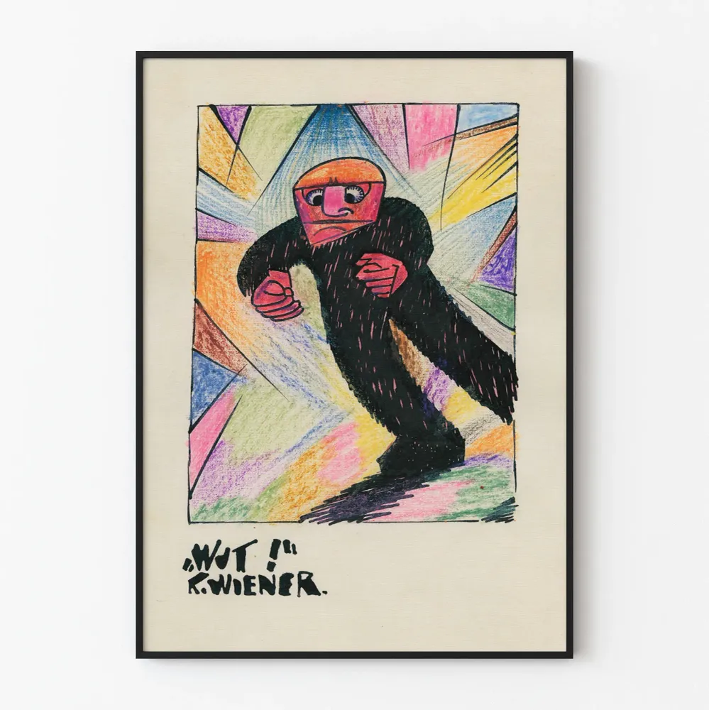 Affiche artistique Wut de K. Wiener au style expressionniste coloré