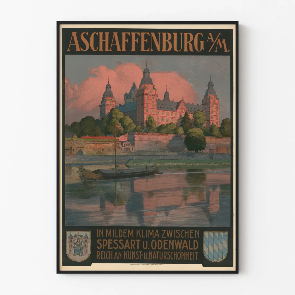 Affiche Aschaffenburg am Main Château et Rivière