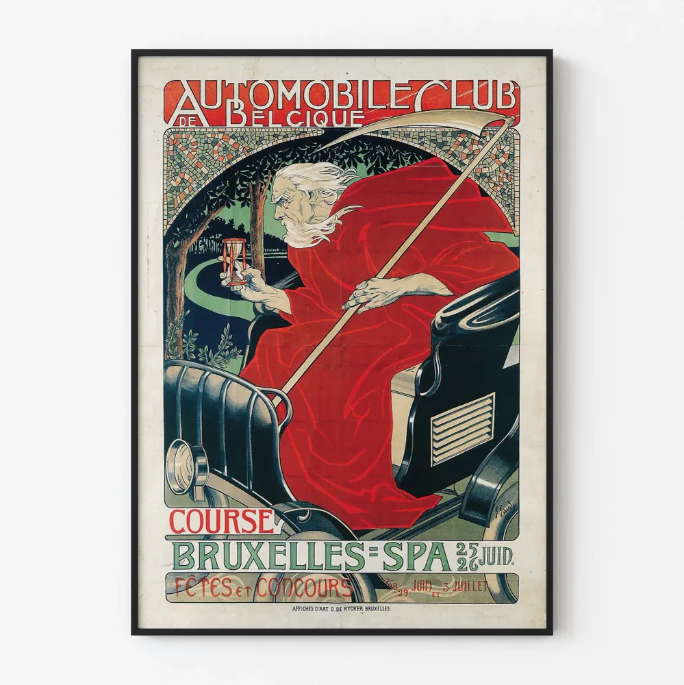 Affiche Automobile Club de Belgique Course Bruxelles-Spa