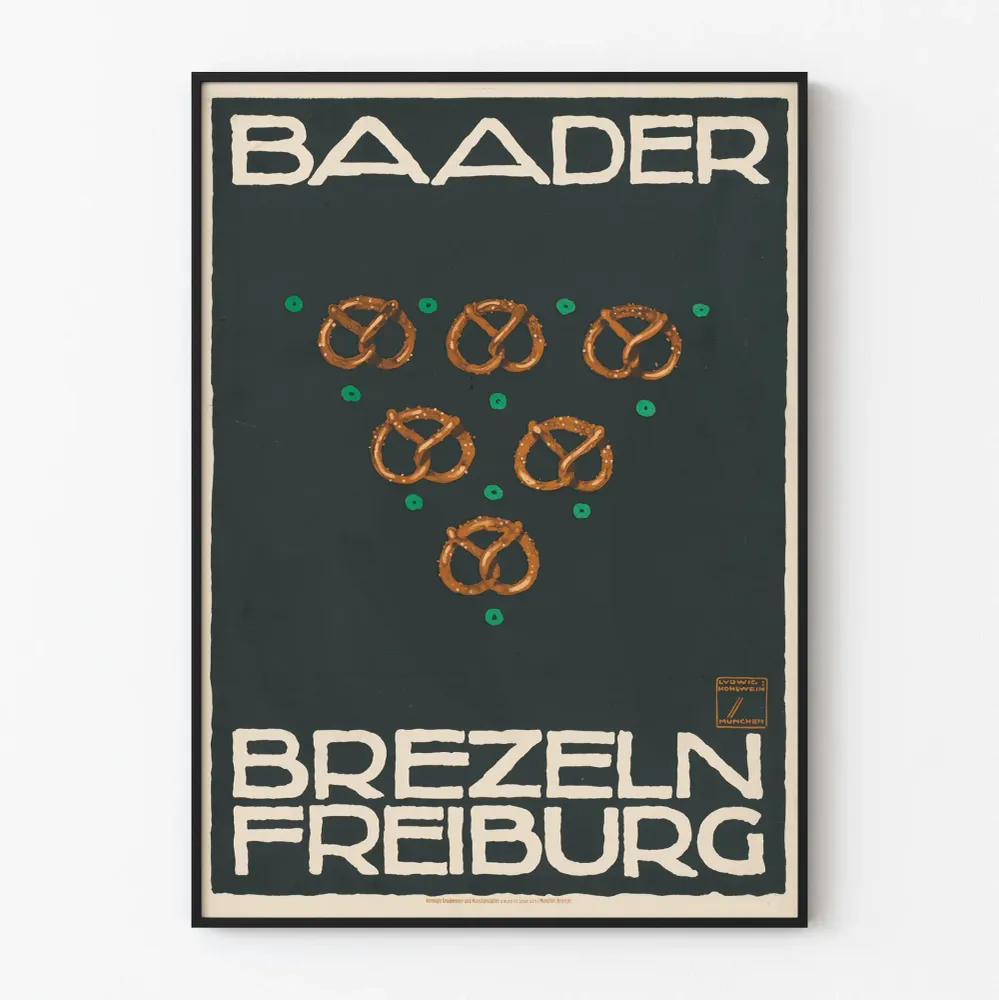 Affiche Baader Brezeln Freiburg - Décoration Murale vintage