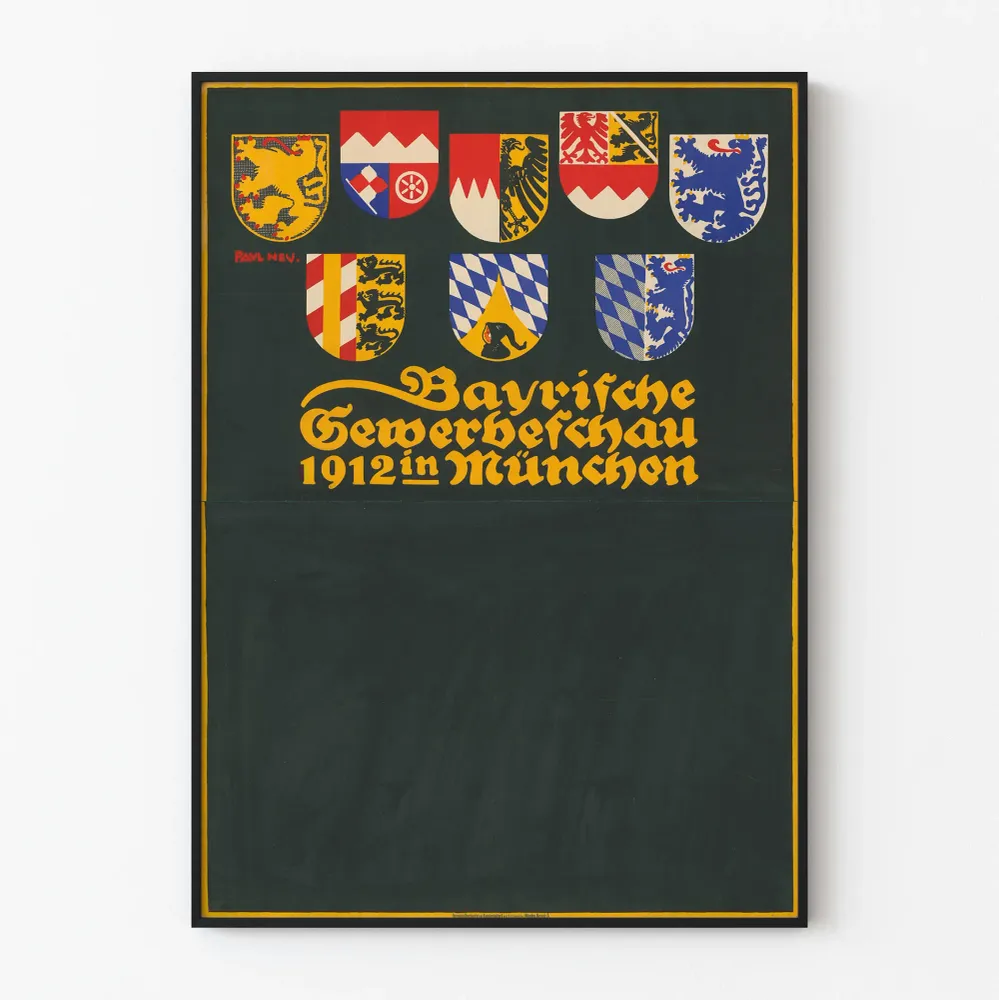 Affiche bayrische gewerbeschau 1912 Munich décoration murale vintage