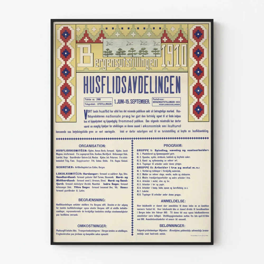 Affiche Bergensutstillingen 1910 Edition Husflidsavdelingen