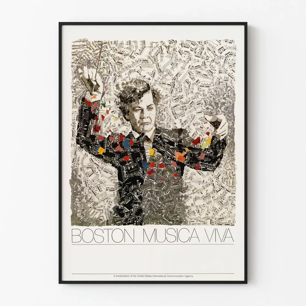 Affiche Boston Musica Viva - Portrait artistique en partition musicale