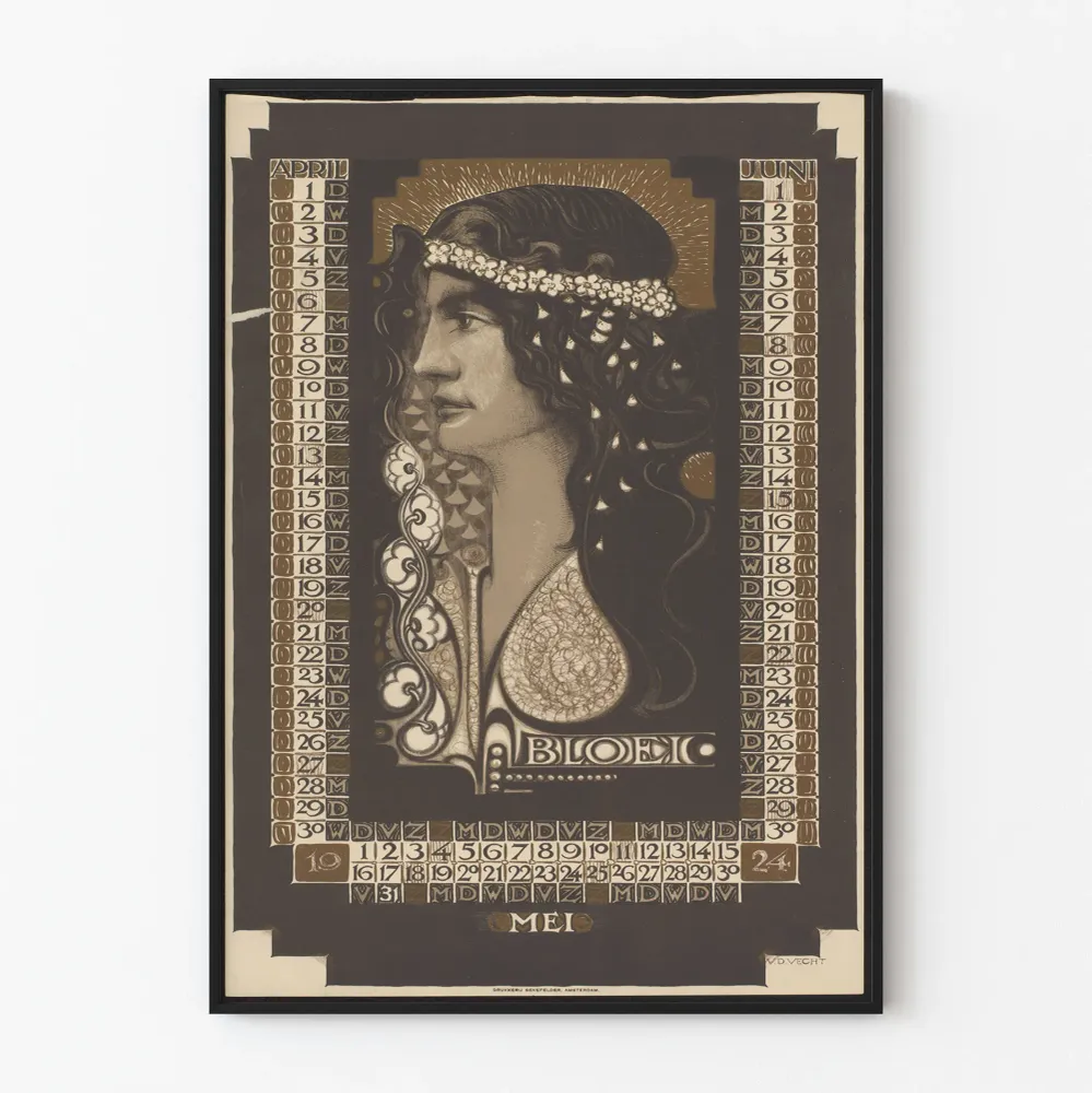 Affiche Calendrier 1924 - Avril à Juin, Décoration Murale Vintage