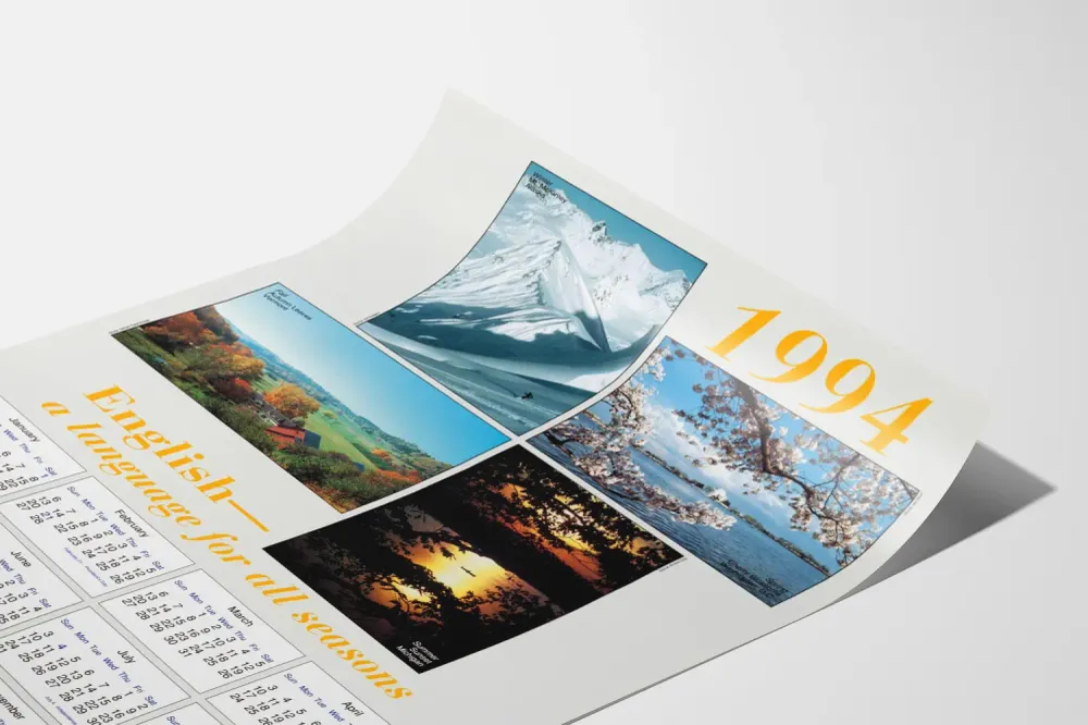 Affiche Calendrier 1994 avec Photographies des Quatre Saisons aux États-Unis