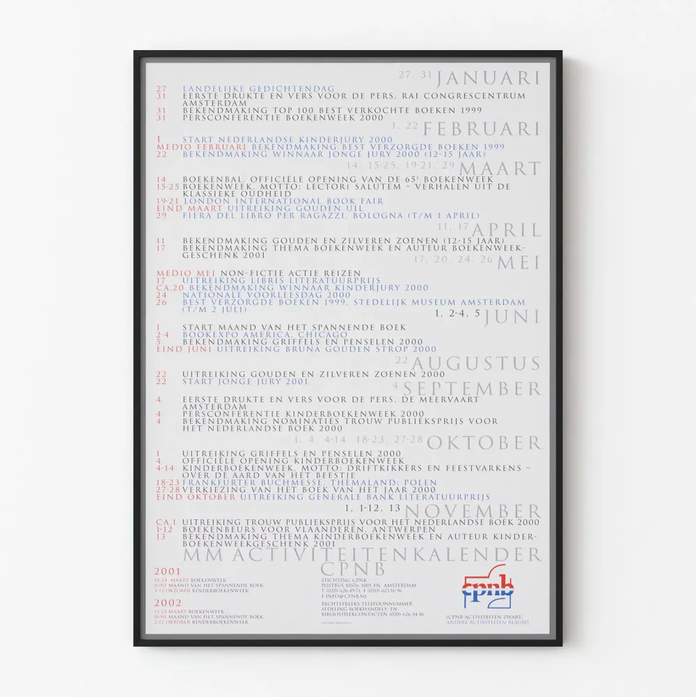 Affiche Calendrier d'Activités CPNB 2000-2002 pour Décoration Murale