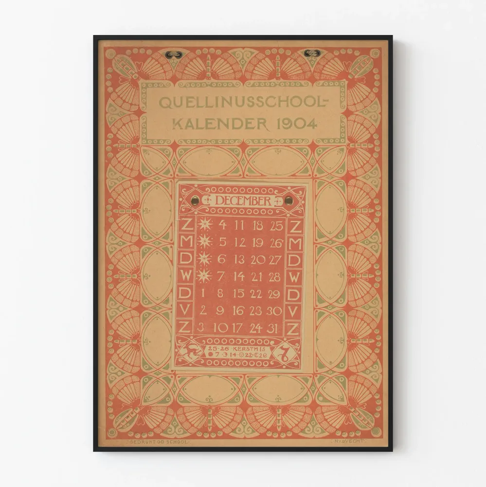 Affiche calendrier décorative Quellinusschool 1904 décembre
