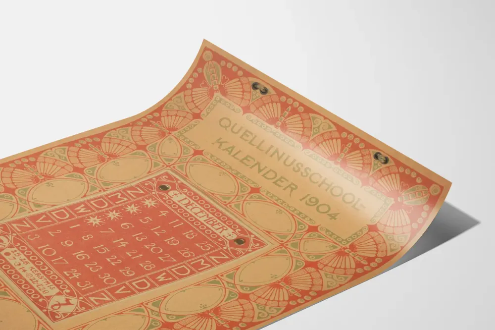 Affiche calendrier décorative Quellinusschool 1904 décembre