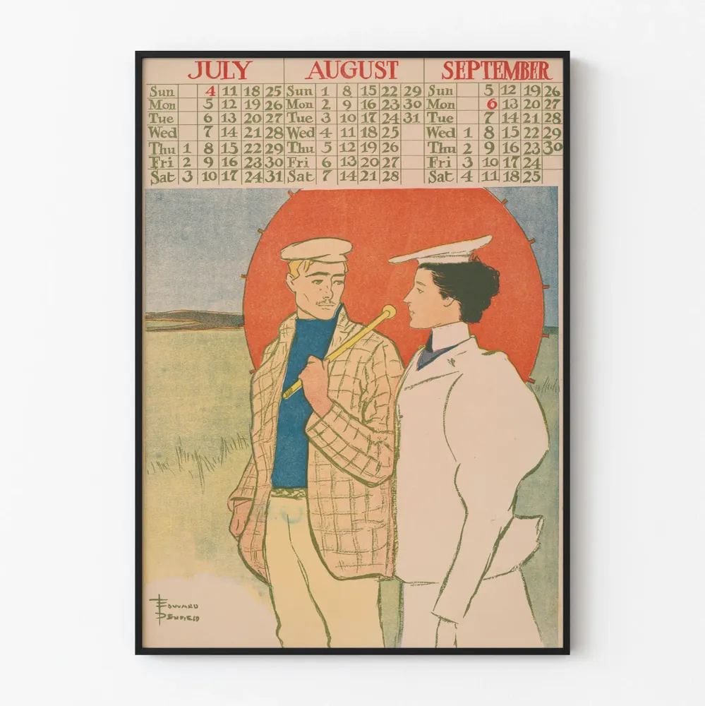 Affiche Calendrier Vintage Juillet à Septembre 1897