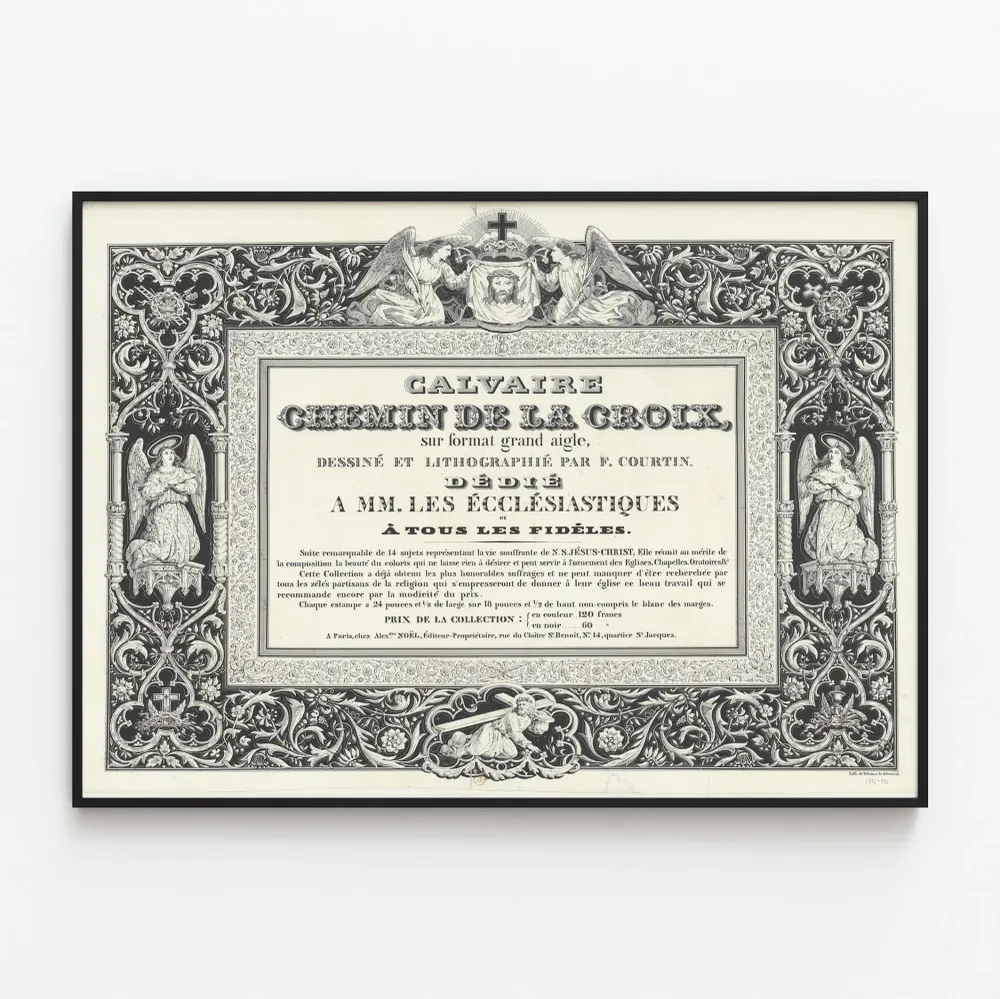 Affiche Calvaire Chemin de la Croix lithographiée par F. Courtin