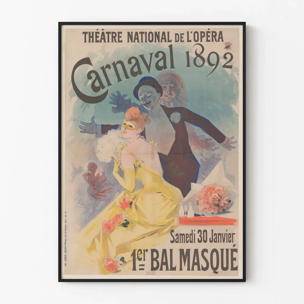 Affiche Carnaval 1892 Théâtre National de l'Opéra - Bal Masqué