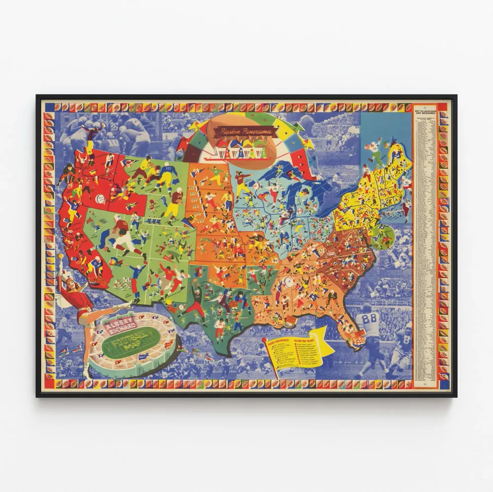 Affiche Carte du Football Américain par Albert Richard