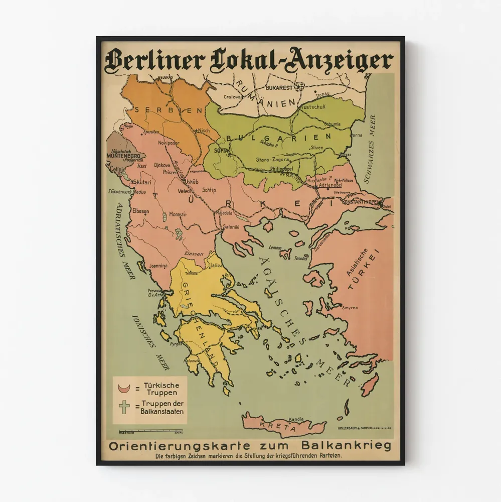Affiche Carte Historique du Balkankrieg - Décoration Murale Vintage