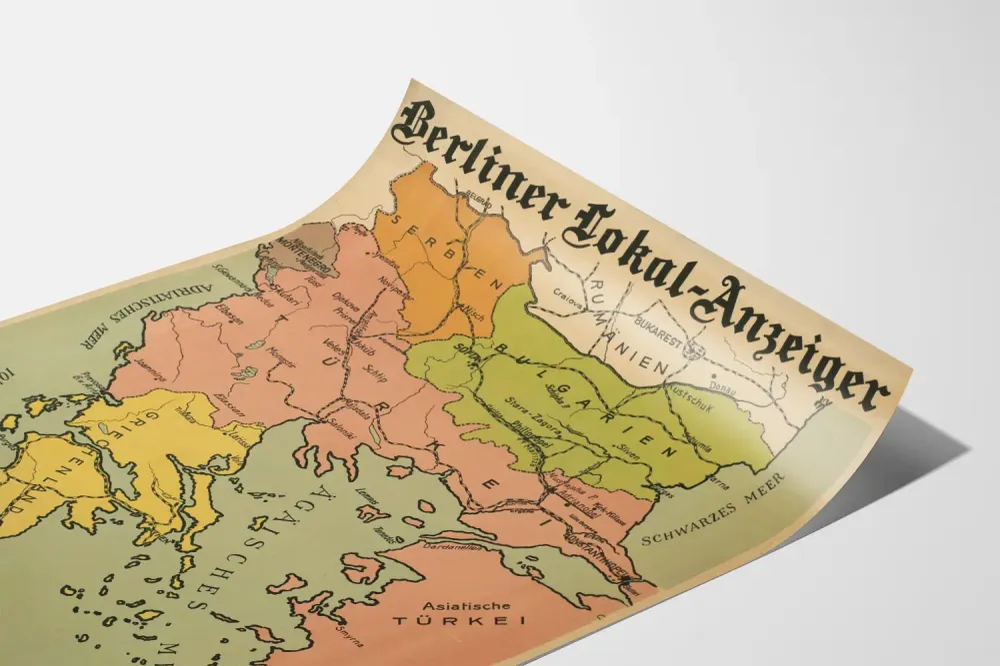 Affiche Carte Historique du Balkankrieg - Décoration Murale Vintage