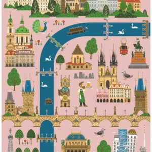 Affiche Carte de Prague - 34x48cm