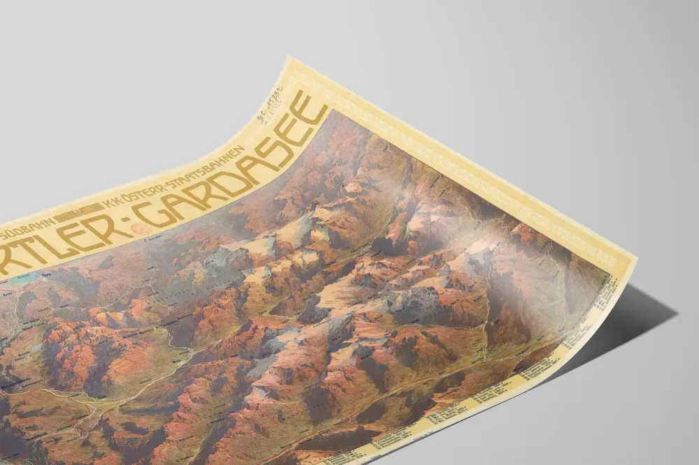 Affiche Carte Vintage Tirol Ortler Gardasee - Décoration Murale Montagne