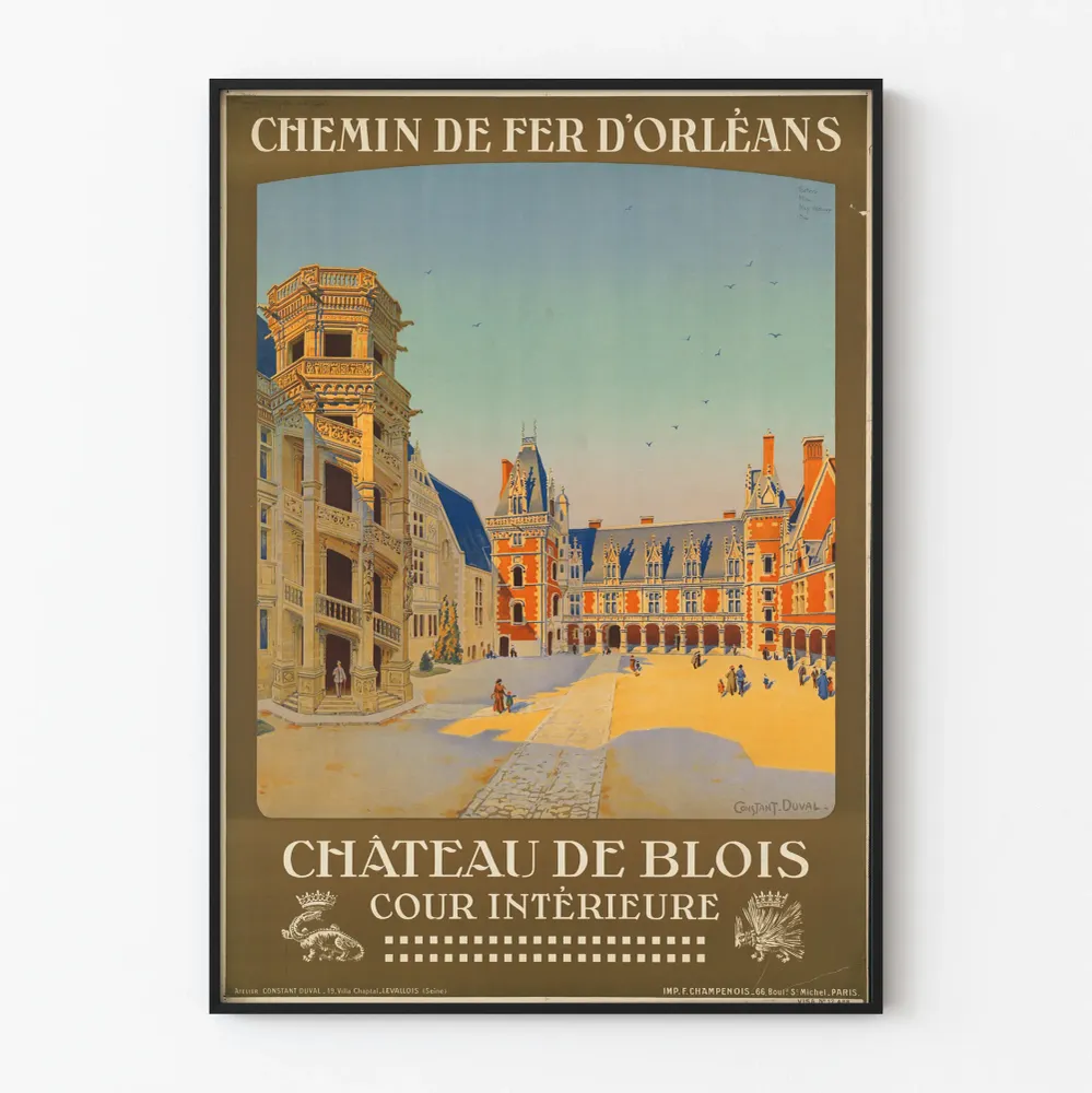 Affiche Château de Blois Cour Intérieure - Poster Décoratif Vintage
