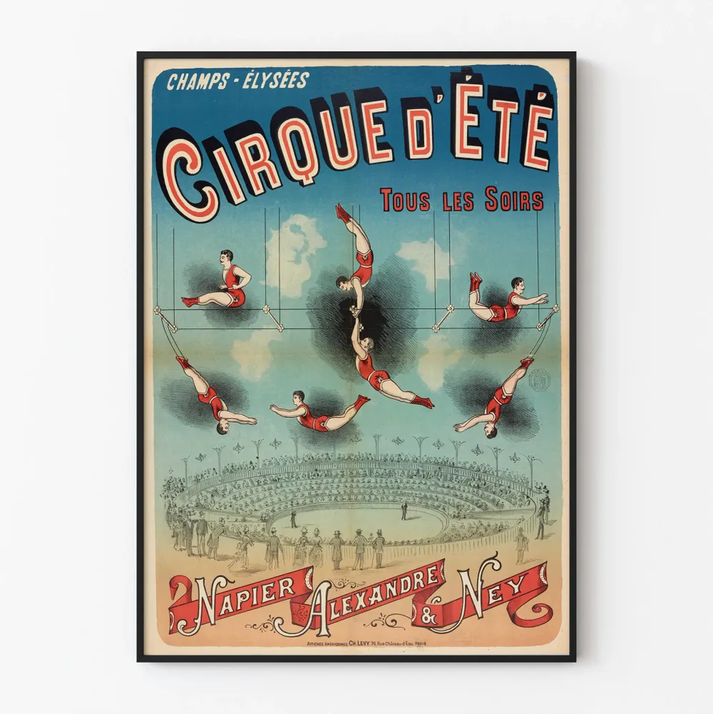 Affiche Cirque d'Été aux Champs-Élysées - Décoration Murale Vintage