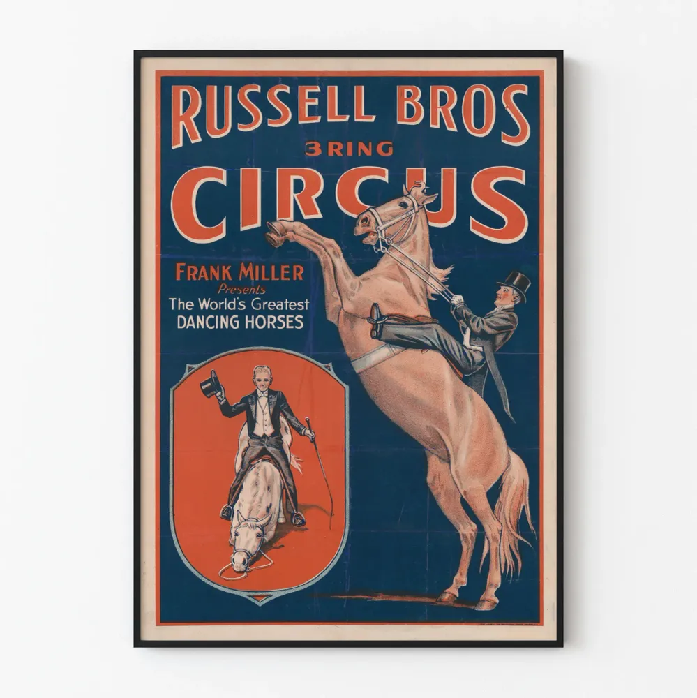 Affiche Cirque Russell Bros - Les Meilleurs Chevaux Dansants