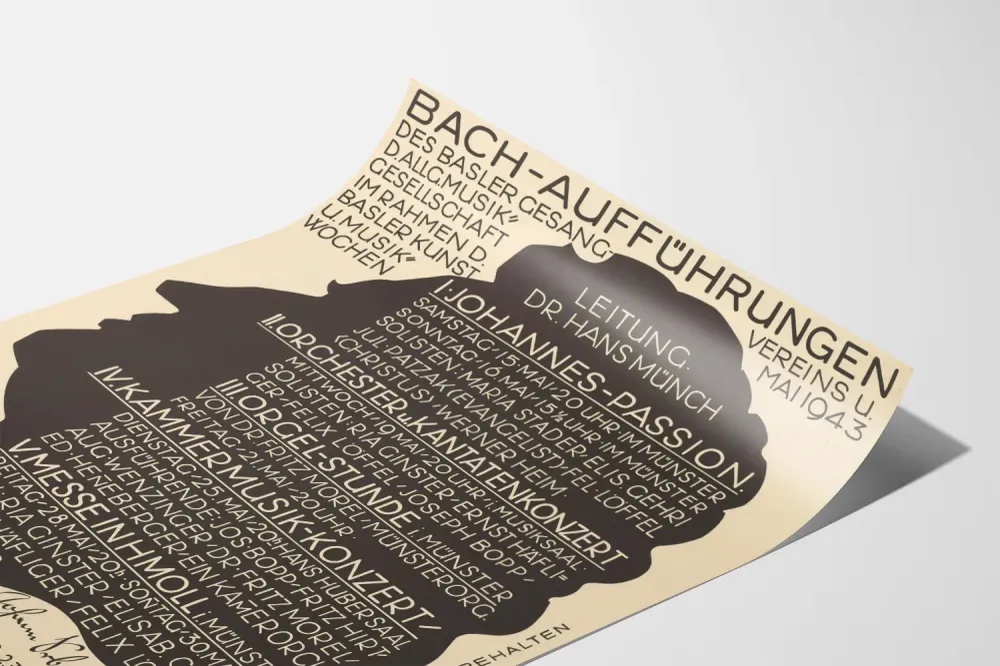 Affiche de concert classique Bach Aufführungen 1943 – Décoration murale vintage